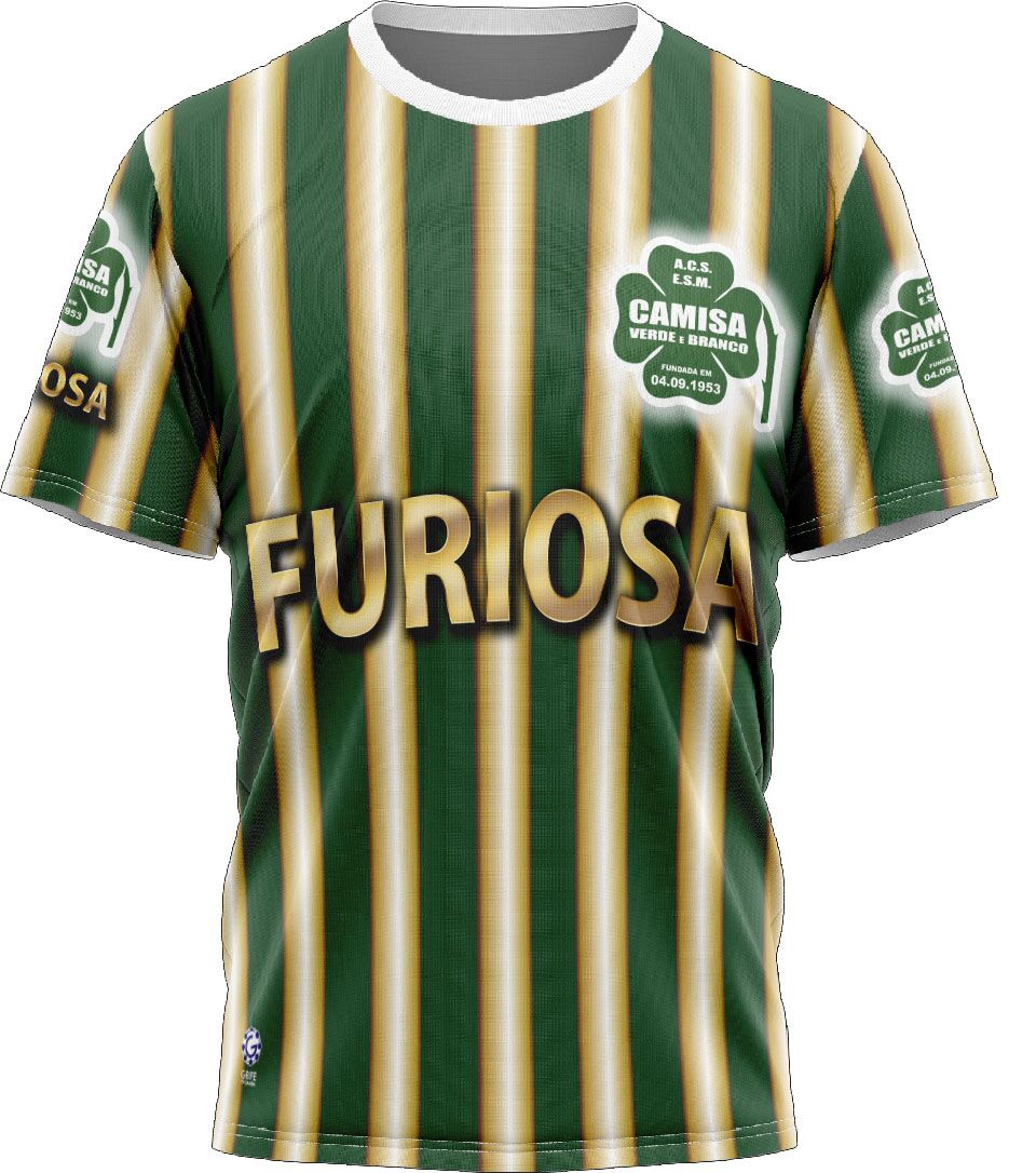 Camiseta Furiosa da Barra Funda - Camisa Verde e Branco - Imagem 1