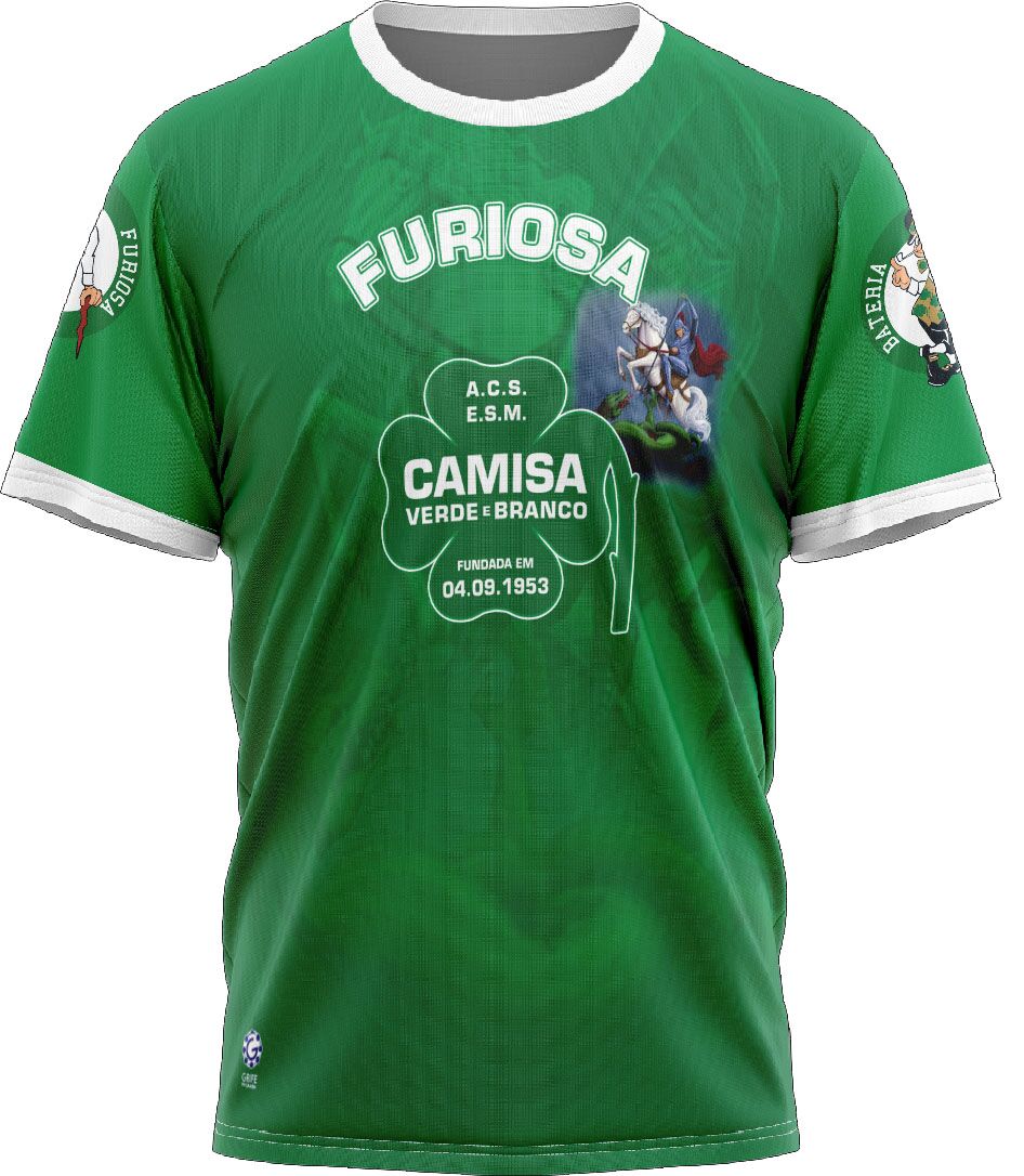 Camiseta Bateria São Jorge - Camisa Verde e Branco - Imagem 1