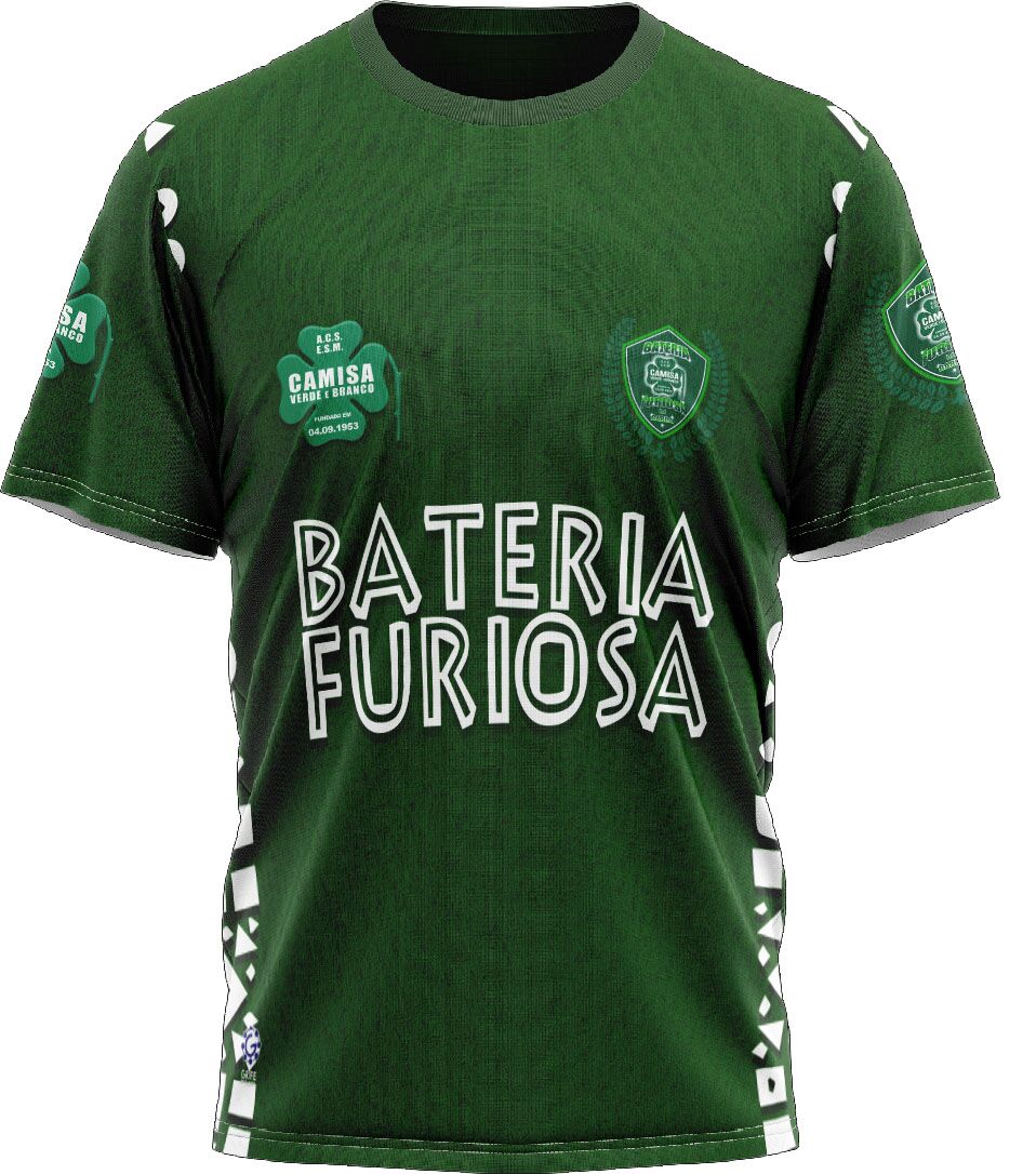 Camiseta Bateria Furiosa - Camisa Verde e Branco - Imagem 1