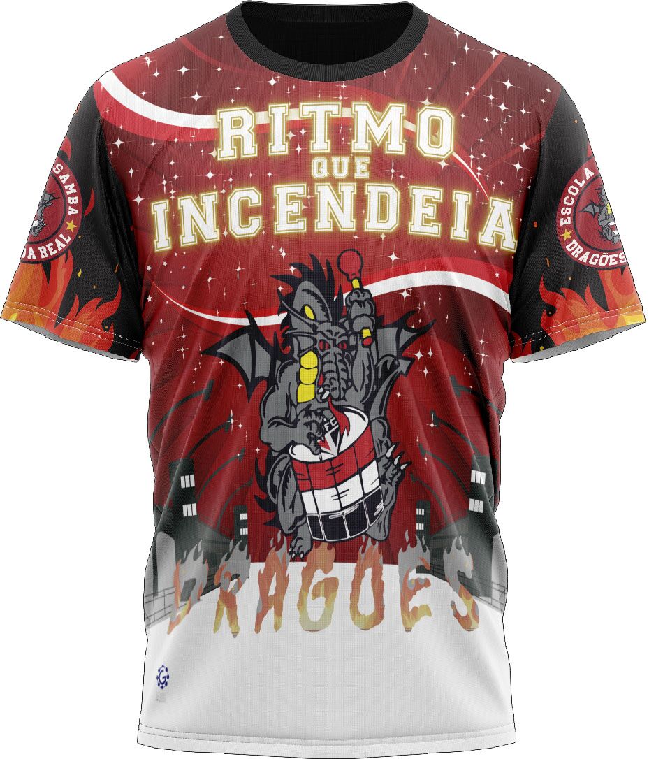 Camiseta Bateria Ritmo Que Incendeia - Dragões da Real - Imagem 1